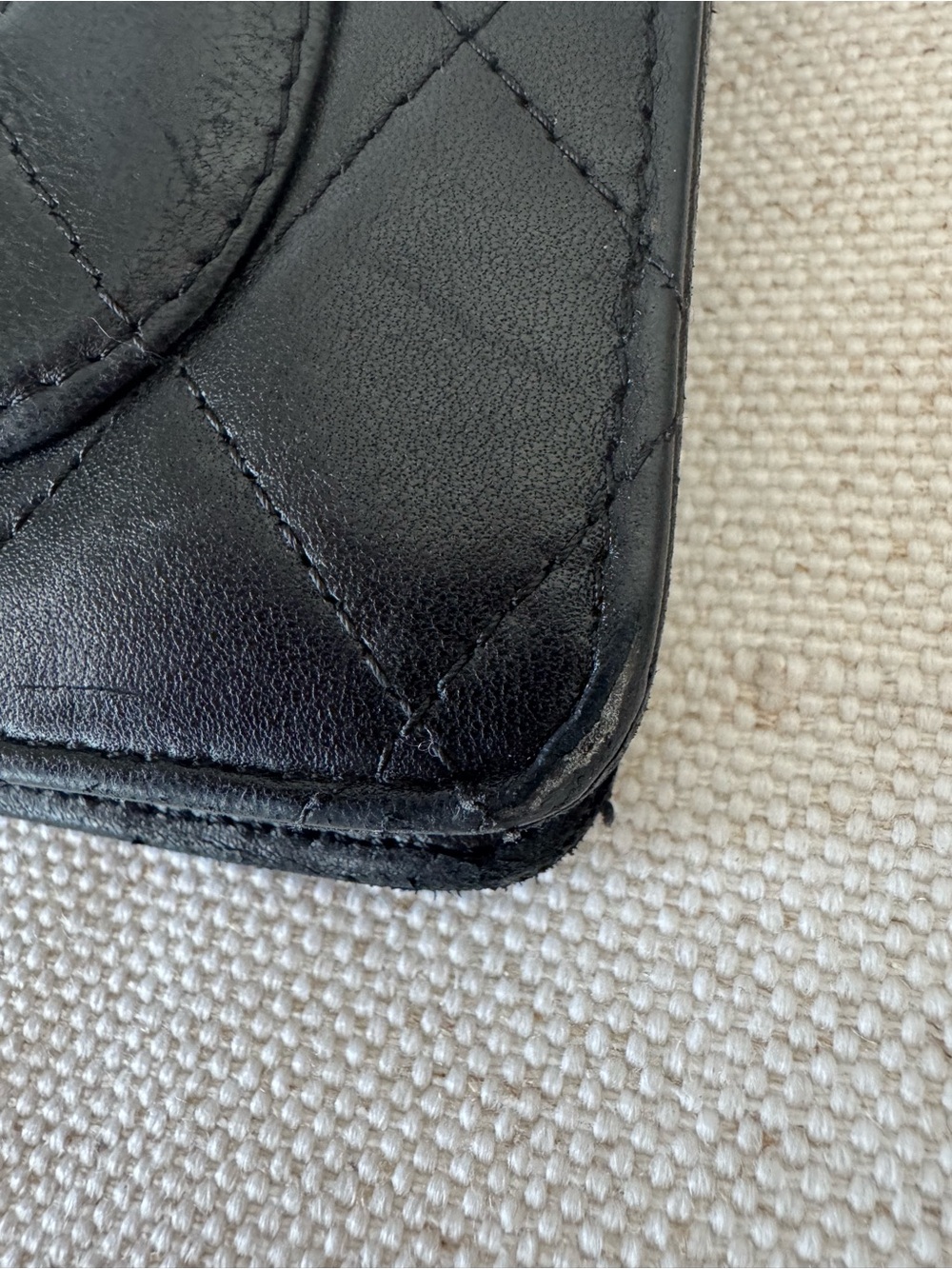Authentic Chanel Classic Quilted Lambskin Bifold Flap Yen Black Wallet-FLAWED - Picture 12 of 17
